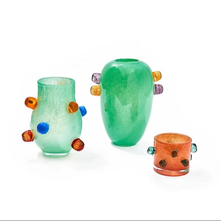 Creative Colorful Glass Vase Desk Decoration Flower Arrangement Hydroponics Flower Pots Floral Vases Room Aesthetic Decor