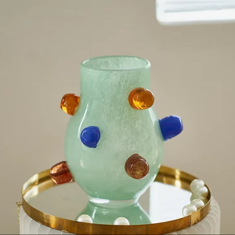 Creative Colorful Glass Vase Desk Decoration Flower Arrangement Hydroponics Flower Pots Floral Vases Room Aesthetic Decor