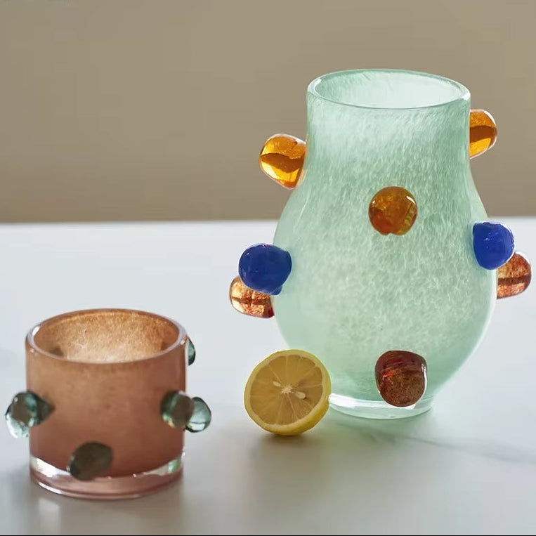 Creative Colorful Glass Vase Desk Decoration Flower Arrangement Hydroponics Flower Pots Floral Vases Room Aesthetic Decor