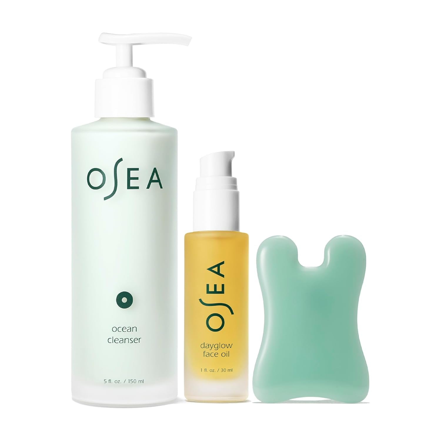 Glow & Go Facial Full Size Set - Includes Full Size Ocean Facial Cleanser (5 Oz), Dayglow Face Oil (1 Oz), Gua Sha Sculptor - Clean Beauty Set - Radiant Mother'S Day Gift Set