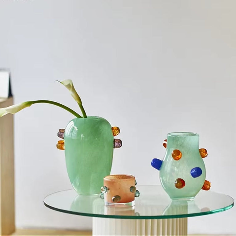 Creative Colorful Glass Vase Desk Decoration Flower Arrangement Hydroponics Flower Pots Floral Vases Room Aesthetic Decor