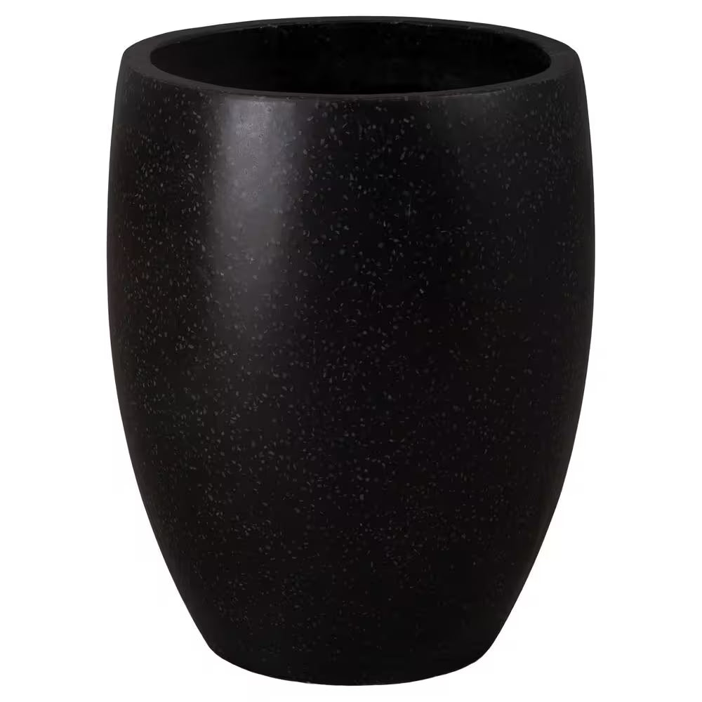 22 In. L X 27 In. H Black Terrazzo round Planter