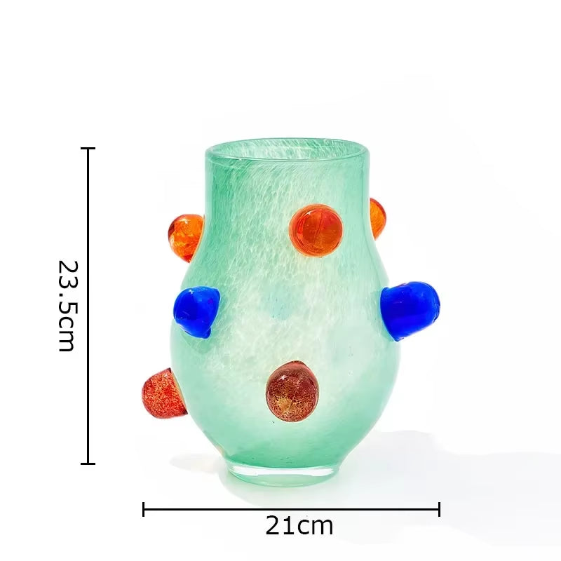 Creative Colorful Glass Vase Desk Decoration Flower Arrangement Hydroponics Flower Pots Floral Vases Room Aesthetic Decor