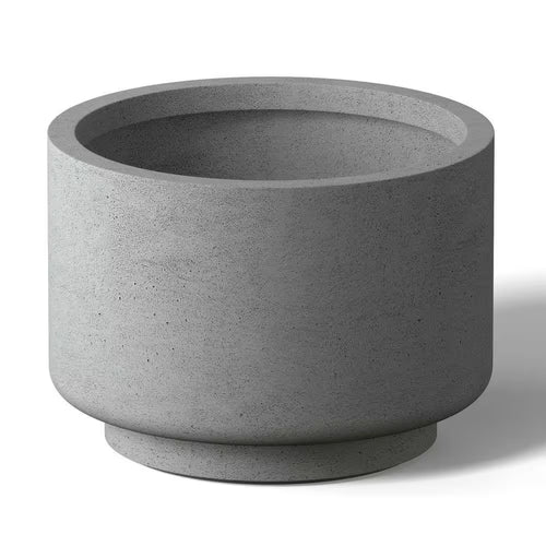 10 In. Small Natural Gray(Enhanced Core) Concrete round Planter / Pot with Drainage Holes